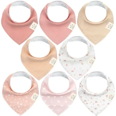 Abbildung von 8 Stück Dreieckstuch Baby Junge, Mädchen Unisex Bandana Lätzchen Baby, Super Absorbierende Halstuch Bio Baumwolle Lätzchen, Halstücher für Säuglinge, Sabberlätzchen (Butterflies)