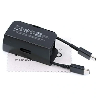 Abbildung von Ladekabel für Original Samsung EP DN980BBE Galaxy S21, S21 Plus, Ultra, Note 20 (Ultra), A72, A73 5G, M23, M33, M53 5G 1,0m Datenkabel Schwarz mit mungoo Displayputztuch