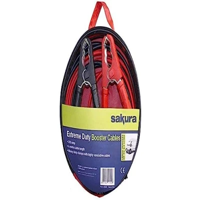 Abbildung von Sakura Starthilfekabel für extreme Beanspruchung SS3627 700 A 4 m, farblich kodierte Klemmen Pkw, Fahrzeuge bis 4,5 l/4500 ccm leere Batterie