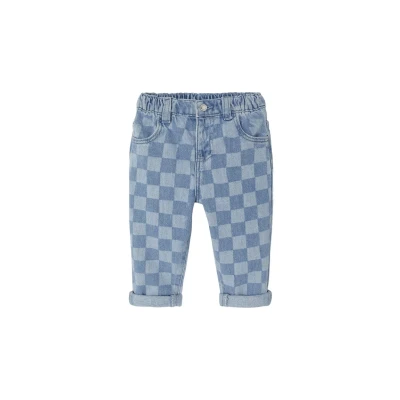 Abbildung von Vertbaudet Checkerboard WITH Waistband Jeans Slim Fit für Kinder, Größe: 68, Blue stone