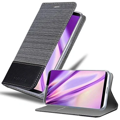 Abbildung von Cadorabo Hülle kompatibel mit Cubot X19 aus Premium Jeans und Kunst Leder Flip Klappbare Stoßfeste Magnetische [Standfunktion] [Kartenfächern] Cover für Tasche in Grau