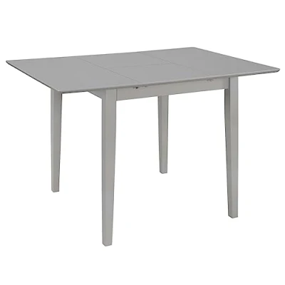 Abbildung von vidaXL Gummiholz Massivholz Esstisch Esszimmertisch Küchentisch Speisetisch Ausziehtisch Holztisch Tisch Esszimmer Küche Grau MDF Ausziehbar 80 120 cm