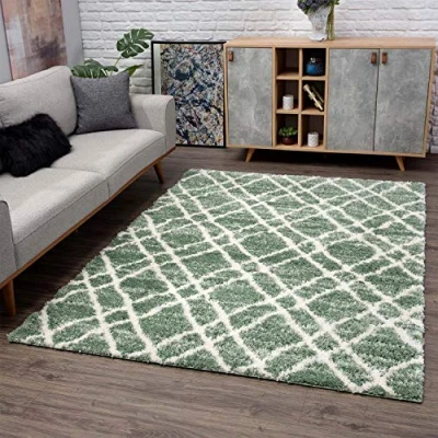 Abbildung von Carpet City Hochflor Teppich &quot;Pulpy 540&quot;, rechteckig, besonders weich, Rauten Optik, ideal für Wohnzimmer &amp; Schlafzimmer