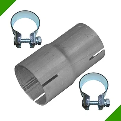 Abbildung von Reduzierverbinder Rohr Reduzierstück 50mm auf 55mm Auspuff Adapter Bandstahl Schellen Verbindungsstück Klemmstück Abgasanlage Reduzierung Rohrreduzierung Rohrverbinder Reduktion
