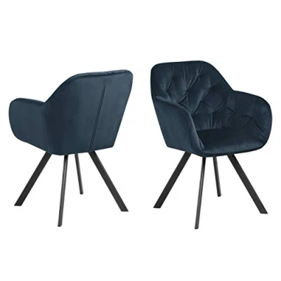 Abbildung von AC Design Furniture Kerstin Stuhl, marineblau, Samt, B: 57,5 x H: 81,5 T: 61,5 cm, 1 Stück