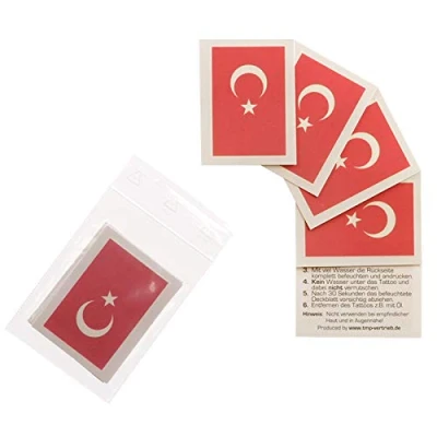 Abbildung von 10 x Türkei Fan Tattoo Fahnen EM 2024 Turkey Flag (10)