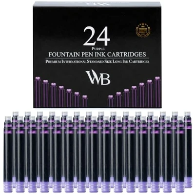 Abbildung von Wordsworth &amp; Black 24er pack Füllfederhalter Tintennachfüllungen 24 Violette Tintenpatronen, Internationale Standardgröße, Länge Ca. 3,8 Cm, Basisdurchmesser 0,6 Cm Einwegartikel Und Generisch