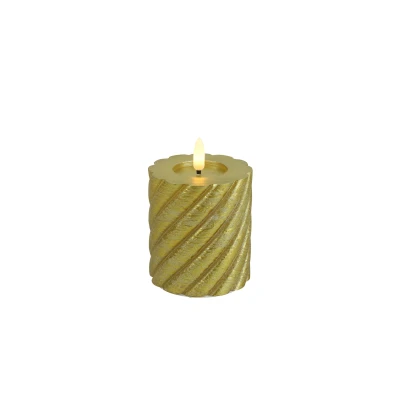 Abbildung von Decostar Stumpenkerze Rustikal LED Twirly S gold 8cm