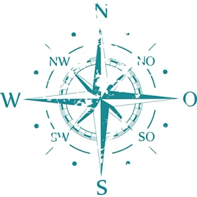 Abbildung von INDIGOS Wandtattoo Kompass Himmelsrichtungen Windrose Marine 60x60 cm Tuerkisblau Dekoration Wandaufkleber für Wohnzimmer Kinderzimmer Büro Schule Firma