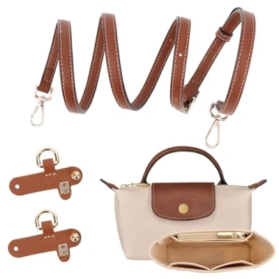 Abbildung von GADITIEK Schultergurt für Longchamp Tasche Damen, Geldbörsen Organizer, No Punch, längenverstellbarer Ersatzriemen aus Leder, mit Mehreren Taschen, Handtaschen, passend Mini Größe (0.9CM)