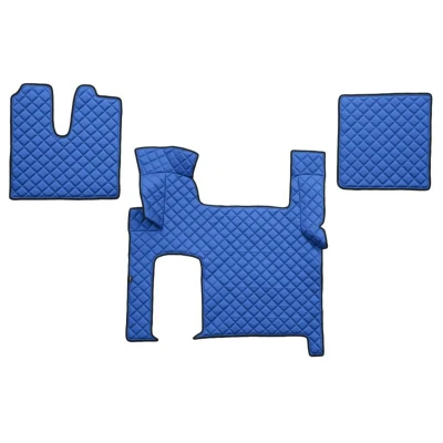 Abbildung von F CORE FL06 BLUE Fußmattensatz Eco Leder vorne 3 Blau Maßgefertigt MAN: TGX