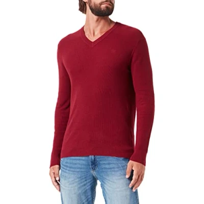 Abbildung von HACKETT LONDON Men&#039;s Textured V Neck Pullover Sweater, Syrah, XS