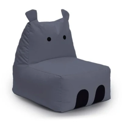 Abbildung von Lumaland Kindersitzsack Hippo Sitzsack Tier Familie für Kinder Wasserabweisender Bean Bag Indoor &amp; Outdoor Pflegeleichtes Material 80 x 70 65 cm 2,9 kg leicht [Grau]