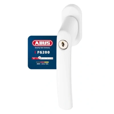 Abbildung von ABUS Abschließbarer Fenstergriff FG200 3er Set Fensterknauf mit Druckzylinder, gleichschließend Sicherheitslevel 3 54576 Weiß