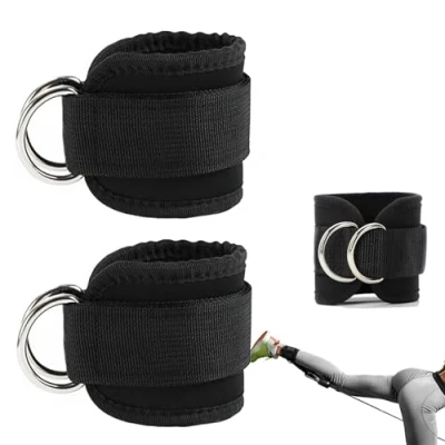 Abbildung von iCovalescent 2 Stück Fußschlaufen Kabelzug, Fitgriff Zughilfen, für Fitness, Fitnessstudio Workout Kabelmaschinen Krafttraining Equipment(Schwarz)