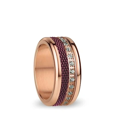 Abbildung von BERING Austauschbar Ringkombination für Damen in Rosé Gold &amp; Lila mit einzigartigem Twist Change System, Douro