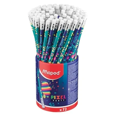 Abbildung von Maped 72x ergonomische Drei Kant Bleistifte PIXEL PARTY mit Radiergummi HB mittel
