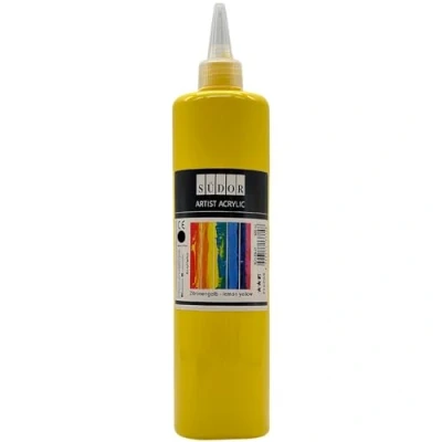 Abbildung von SÜDOR ACRYLFARBE 500 ml Geeignet für Acryl Pouring. Hochpigmentierte Künstler Malfarben zum Bemalen auf Holz, Leinwand, Stein, Papier, Stoff, Metall. Wasserfest. Vegan. (Zitronengelb)