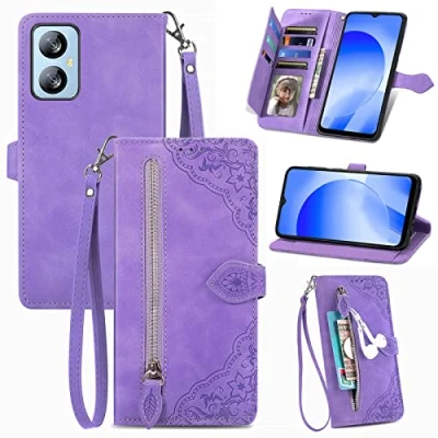 Abbildung von Hülle Kompatibel with Blackview A52，Blackview A52 PU Leder Wallet Ständer Case, Magnetisch Lederhülle Slot [Stand Function] [Card Slots] Flip Handyhülle Violett
