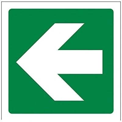 Abbildung von vsafety 14016 AF S Fire Exit Schild, gerade Arrow, selbstklebend, quadratisch, 100 mm x mm, grün