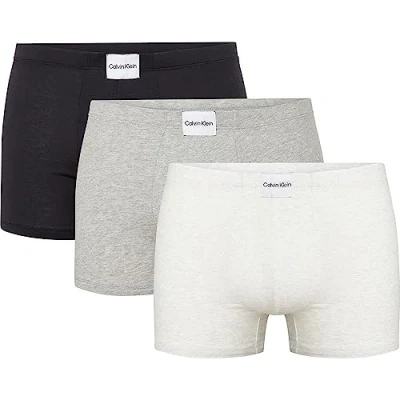 Abbildung von Calvin Klein Underwear 3 PACK Trunks Panties, Herren, Größe: Large, Grey heather/black/snow heather