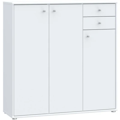 Abbildung von Forte Tempra 2 Kommode mit 3 Türen und Schubladen, Holzwerkstoff, weiß, Bx H xT: 108,8 x 111,1 34,8 cm