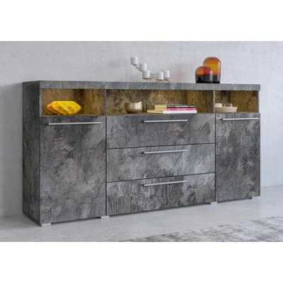 Abbildung von INOSIGN Sideboard &quot;India,Breite 182cm moderne Anrichte 2Türen,3 Schubladen, Kombikommode&quot;, Kommode viel Stauraum, Einlegeböden verstellbar,ohne Beleuchtung