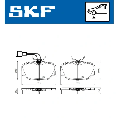 Abbildung von SKF VKBP 80480 E Bremsbelagsatz inkl. Verschleißwarnkontakt
