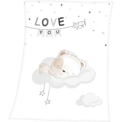 Abbildung von Babydecke Sleeping little bear, Baby Best, mit niedlichem Teddy Design und Schriftzug, Kuscheldecke