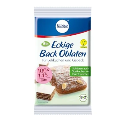 Abbildung von Küchle eckige Back Oblaten Bio Vegan 100mm 40g pro Packung 1er Pack Esspapier zum Backen von Makronen &amp; Lebkuchen