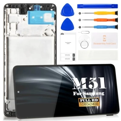 Abbildung von OLED Ersatz LCD Display für Samsung Galaxy M51 M51, Touch M515, Digitizer Reparatur Sets (schwarz, mit Rahmen)