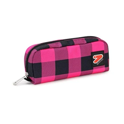 Abbildung von Federmäppchen SEVEN, Mäppchen, Federtasche für Schreibwaren, Mädchen&amp;Jungen, Schule und Gymnasium, Teenager, pink/schwarz kariert, BENIN II RECYCLED