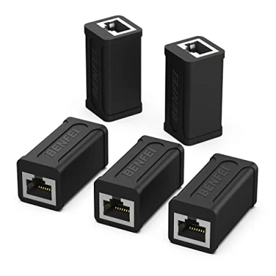 Abbildung von BENFEI RJ45 Inline Kupplung, Cat7 Cat6 Cat5e Ethernet Kupplung Buchse auf Buchse, 5 Stück