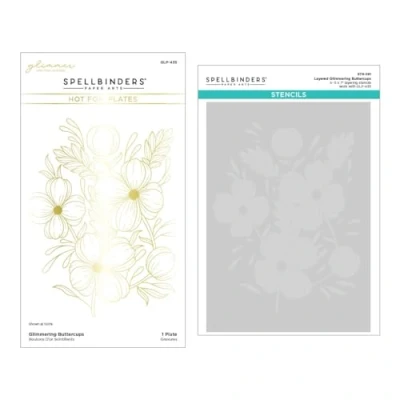 Abbildung von Spellbinders Glimmering Buttercups Glimmer Hot Foil Plate and Stencil Bundle (BD 0840)