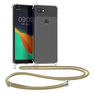 Abbildung von kwmobile Necklace Case kompatibel mit Google Pixel 3a Hülle Silikon Cover Handykette Band Handyhülle Gold