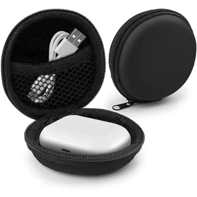 Abbildung von MyGadget Kopfhörer Aufbewahrung [ 8 x cm ] Mini Tasche Schutztasche Transport Box Zubehör für z.B. In Ear Case Ohrhörer Apple Airpods USB Sticks Schwarz