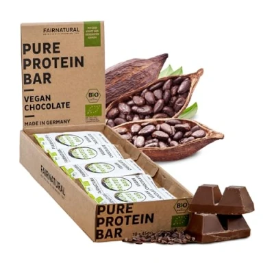 Abbildung von 3K Protein Riegel VEGAN BIO Schoko [Regional aus Deutschland] Eiweißriegel ohne Soja, zugesetzten Zucker oder Whey mit gekeimten Samen Pflanzliche Premium Bars Schokolade Kakao (10x45g)
