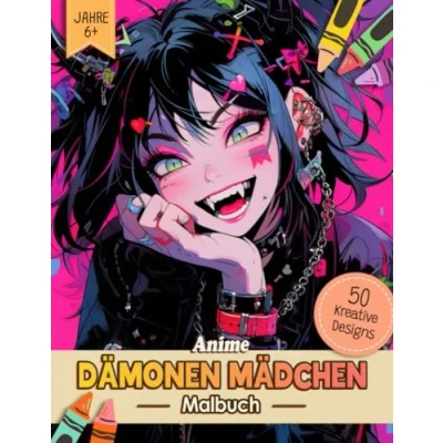 Abbildung von Anime Dämonen Mädchen Malbuch: Gruselige Ausmalbuch Malvorlagen Für Erwachsene, Jugendliche, Kinder Und Alle Manga Fans Lustiges ... Männer, Frauen, Senioren