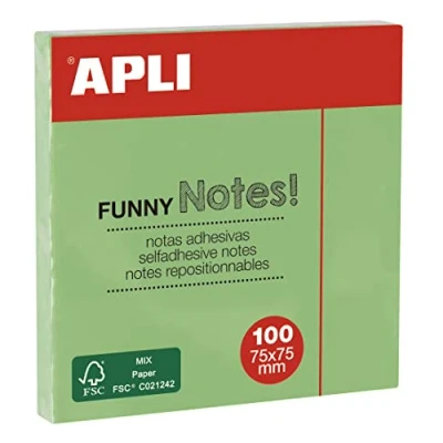 Abbildung von APLI 19084 Funny Haftnotizen, 75 x mm, 100 Blatt, Pastellgrün