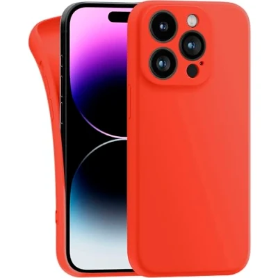 Abbildung von MyGadget Hülle Kompatibel mit iPhone 14 Pro robuste Silikon Schutzhülle TPU Case Slim Silikonhülle Back Cover Kratzfest Handyhülle Matt Orange