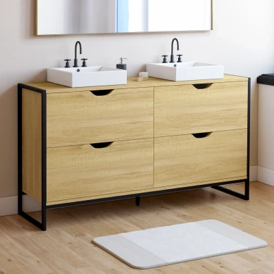 Abbildung von Doppelwaschtisch 120 cm für Badezimmer 4 Schubladen Industriedesign IDMarket
