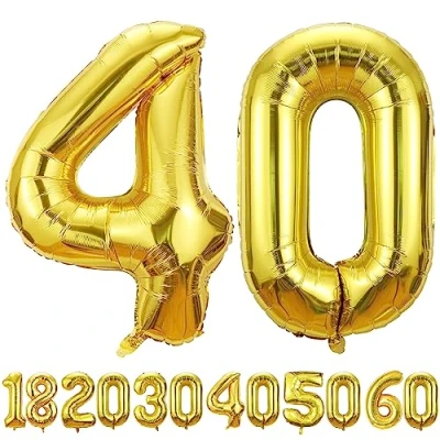 Abbildung von luftballon 40 jahre Gold ballons 40&quot; 101cm Geburtstagsdeko Folienballon Zahl Deko zum Geburtstag fliegt mit Helium für Männer Frauen Geburtstagsparty Jubiläum
