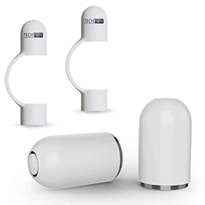 Abbildung von TechMatte Kappe für Apple Pencil 1. Generation (2 Stück Weiß + 2 Kappenhalter), Magnetische Ersatzkappe und Halter