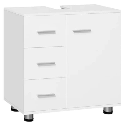Abbildung von EUGAD Waschbeckenunterschrank, Badezimmerschrank mit 3 Schubladen, 2 Fächer hinter Tür, verstellbare Ablage, Badezimmer Unterschrank, Waschtischunterschrank weiß, 60x59,5x30 cm