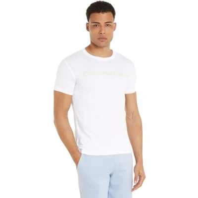 Abbildung von Calvin Klein Jeans Herren T Shirt Kurzarm Institutional Logo Slim Fit, Weiß (Bright White), XXS