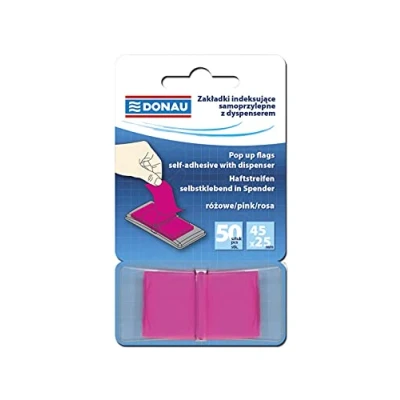 Abbildung von DONAU 7558001PL 13 Index Tabs Sticker Lesezeichen Haftstreifen/Mini Haftmarker aus 60 μm PP Folie/ 12x45mm, 1x50 Stück/ Textmarker Streifen Beschreibbare/ Farbe: Rosa
