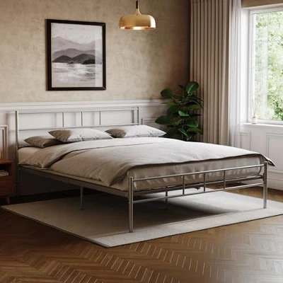 Abbildung von Home Discount Dorset Kingsize Bettgestell, ‎208 x 157 77,5 cm, silberfarben