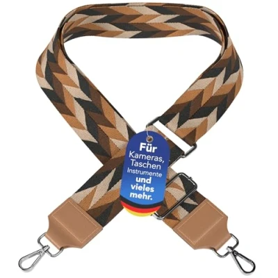 Abbildung von EAZY CASE Schulterriemen Schultergurte für Taschen gemustert Taschenband Schultergurt Band zum Wechseln Tasche Braun