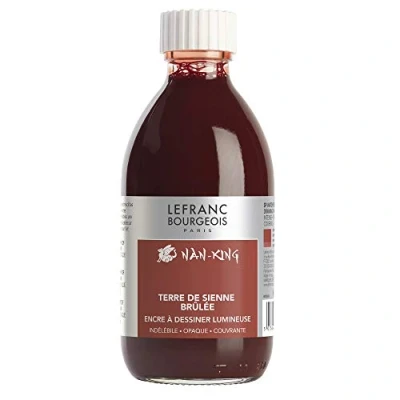 Abbildung von Lefranc Bourgeois 059098 Nan King Kalligrafie und Zeichentusche, pigmentierte Tusche, hohe Farbbrillanz, Leuchtkraft für feinste Zeichnungen, &amp; Skizzen, 250ml Flasche Siena Gebrannt
