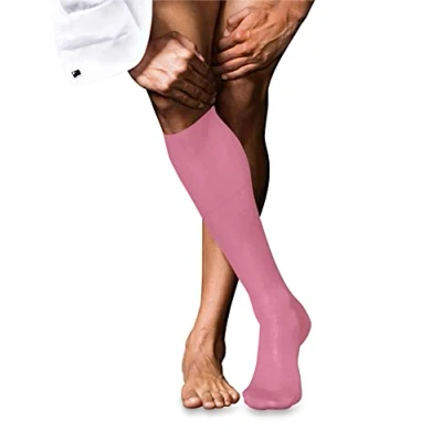 Abbildung von FALKE Herren Kniestrümpfe No. 9 M KH Pure Fil d&#039;Écosse Baumwolle lang einfarbig 1 Paar, Rot (Rose 8680), 41 42